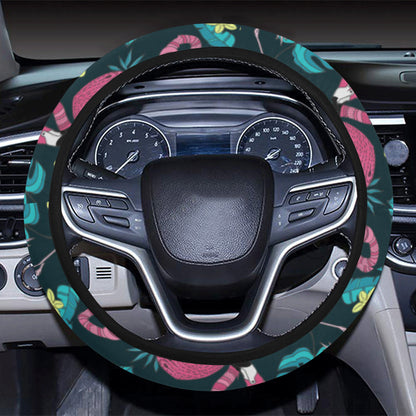Flamingo Print Pattern Steering Wheel Cover with Elastic Edge