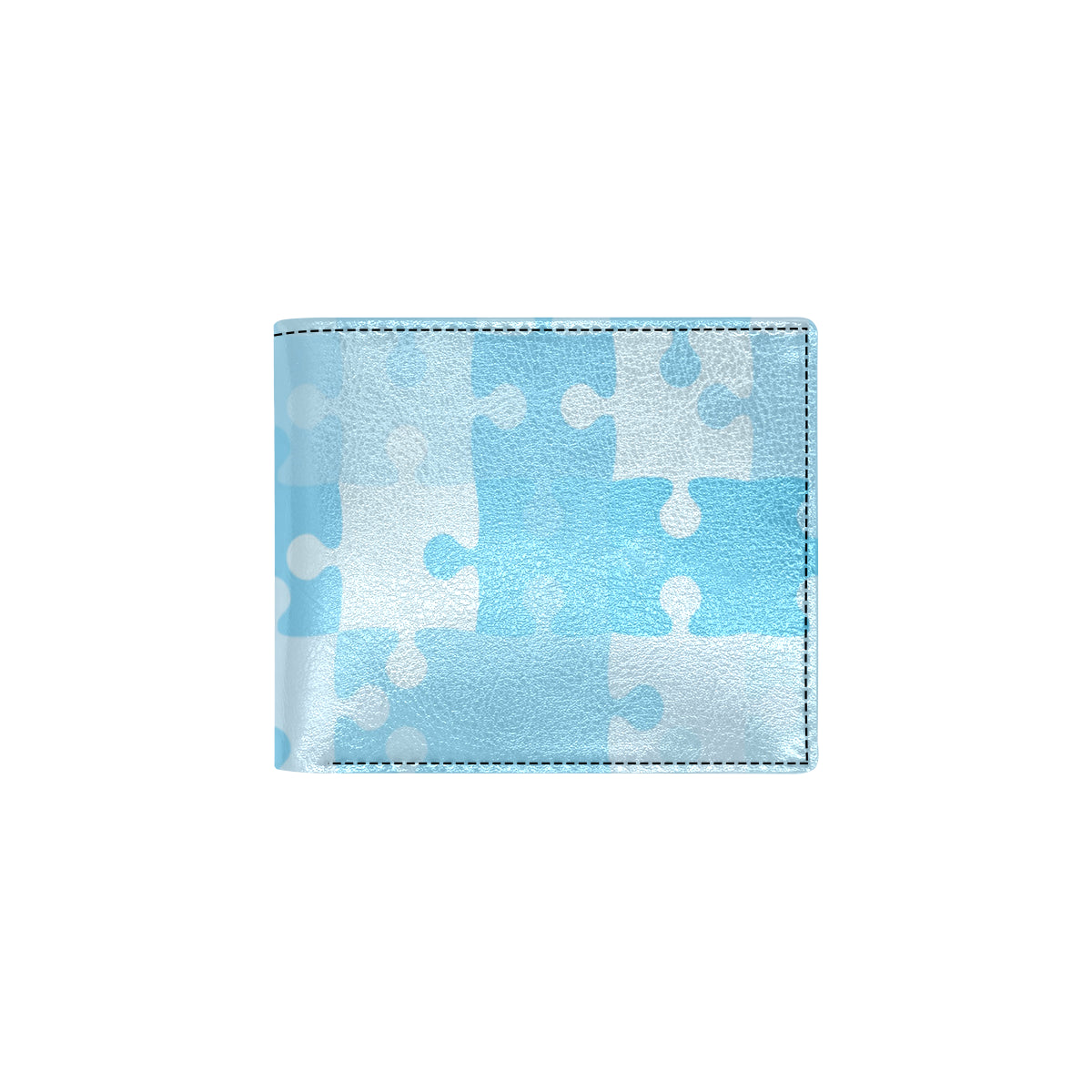 Puzzle Blue Pattern Print Design A04 Men's ID Card Wallet
