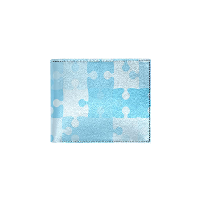 Puzzle Blue Pattern Print Design A04 Men's ID Card Wallet