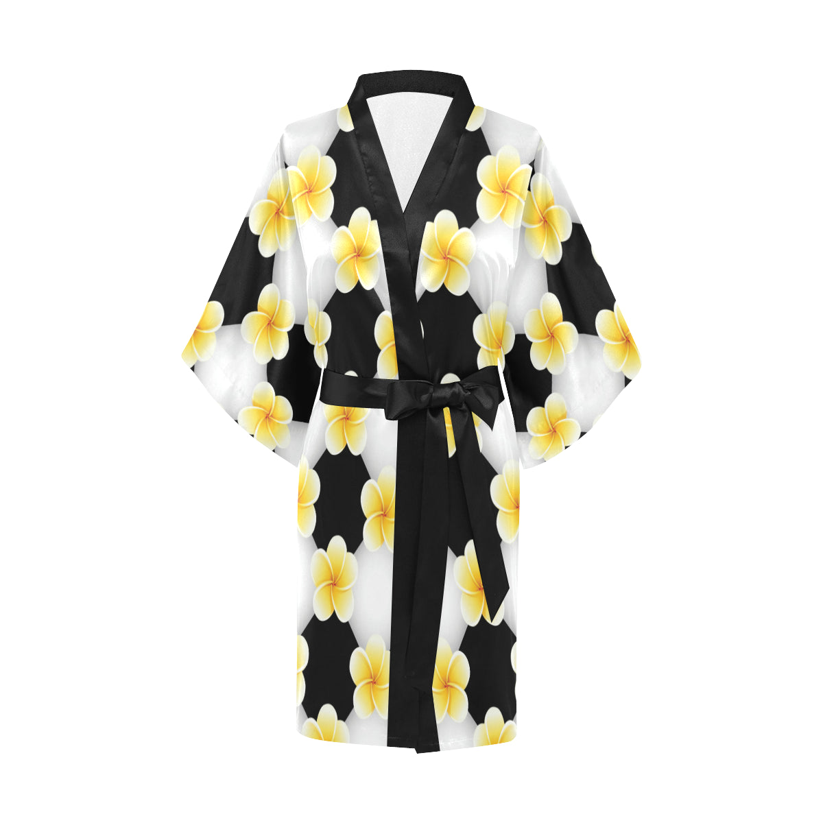 Plumeria Pattern Print Design A04 Women's Short Kimono