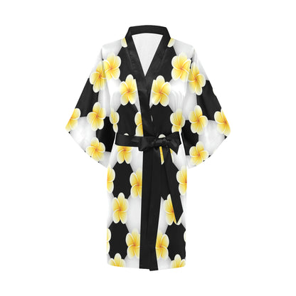 Plumeria Pattern Print Design A04 Women's Short Kimono