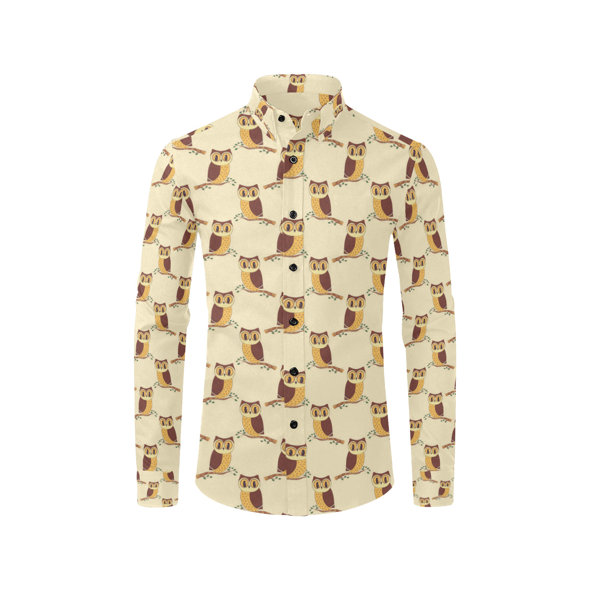 Owl Pattern Print Design A07 Men's Long Sleeve Shirt