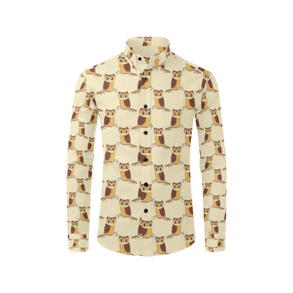 Owl Pattern Print Design A07 Men's Long Sleeve Shirt