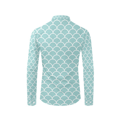 Scales Teal Pattern Print Design 02 Men's Long Sleeve Shirt