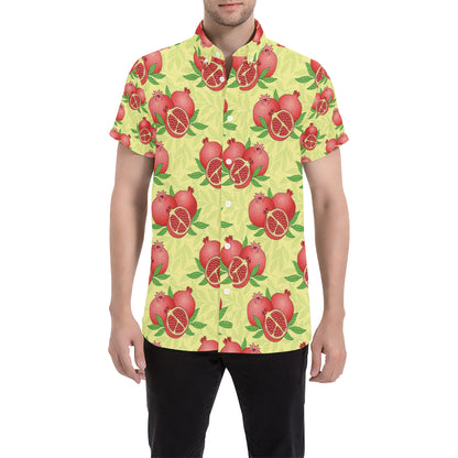 Pomegranate Pattern Print Design PG07 Men's Short Sleeve Button Up Shirt