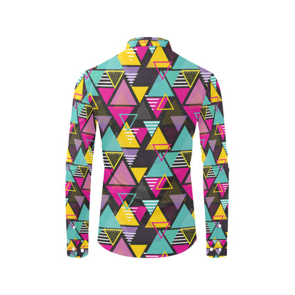 Geometric Colorful Pattern Print Design 02 Men's Long Sleeve Shirt