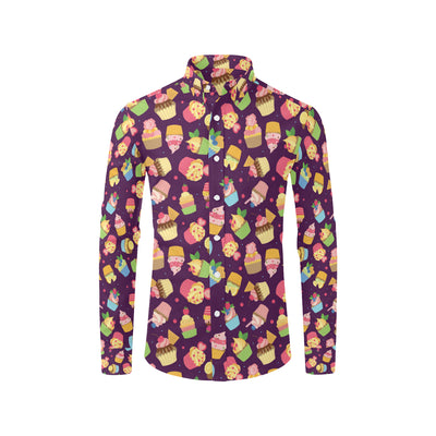 Cupcake Pattern Print Design 05 Men's Long Sleeve Shirt