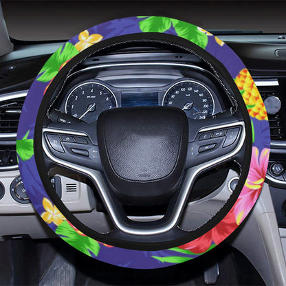 Hawaiian Themed Pattern Print Design H05 Steering Wheel Cover with Elastic Edge