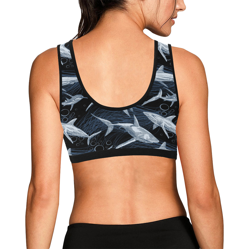 Shark Print Pattern Sports Bra