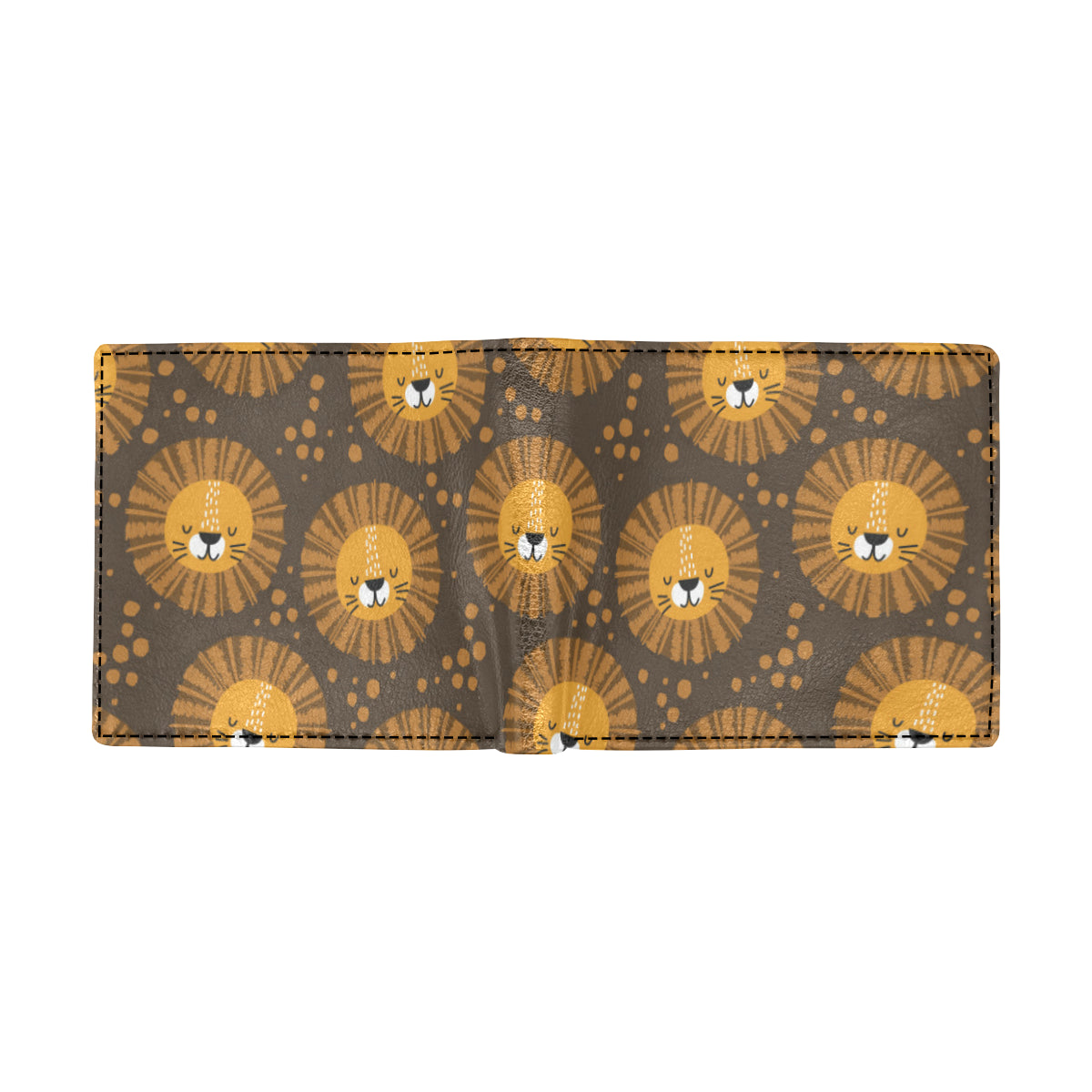 Lion Cartoon Pattern Print Design 01 Men's ID Card Wallet