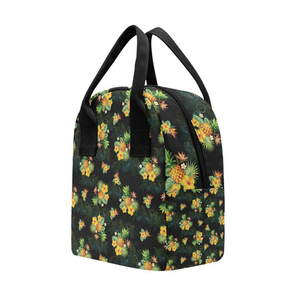 Pineapple Tropical Flower Print Pattern Insulated Lunch Bag