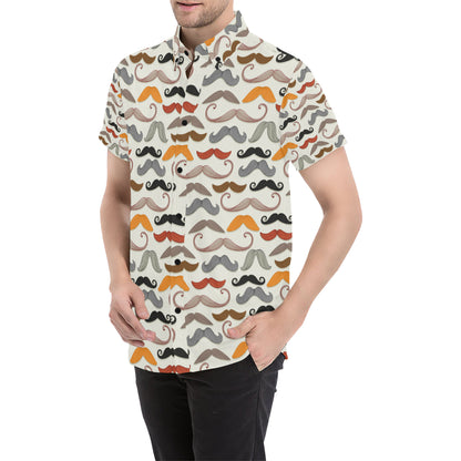 Mustache Pattern Print Design A02 Men's Short Sleeve Button Up Shirt