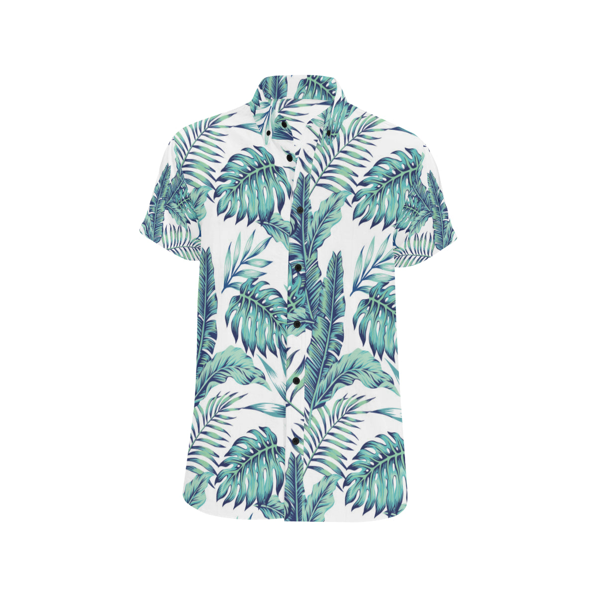 Pattern Tropical Palm Leaves Men's Short Sleeve Button Up Shirt
