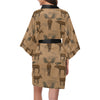 Moose Pattern Print Design 03 Women's Short Kimono