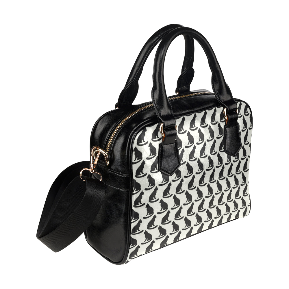 Black Cat Pattern Print Design 02 Shoulder Handbag