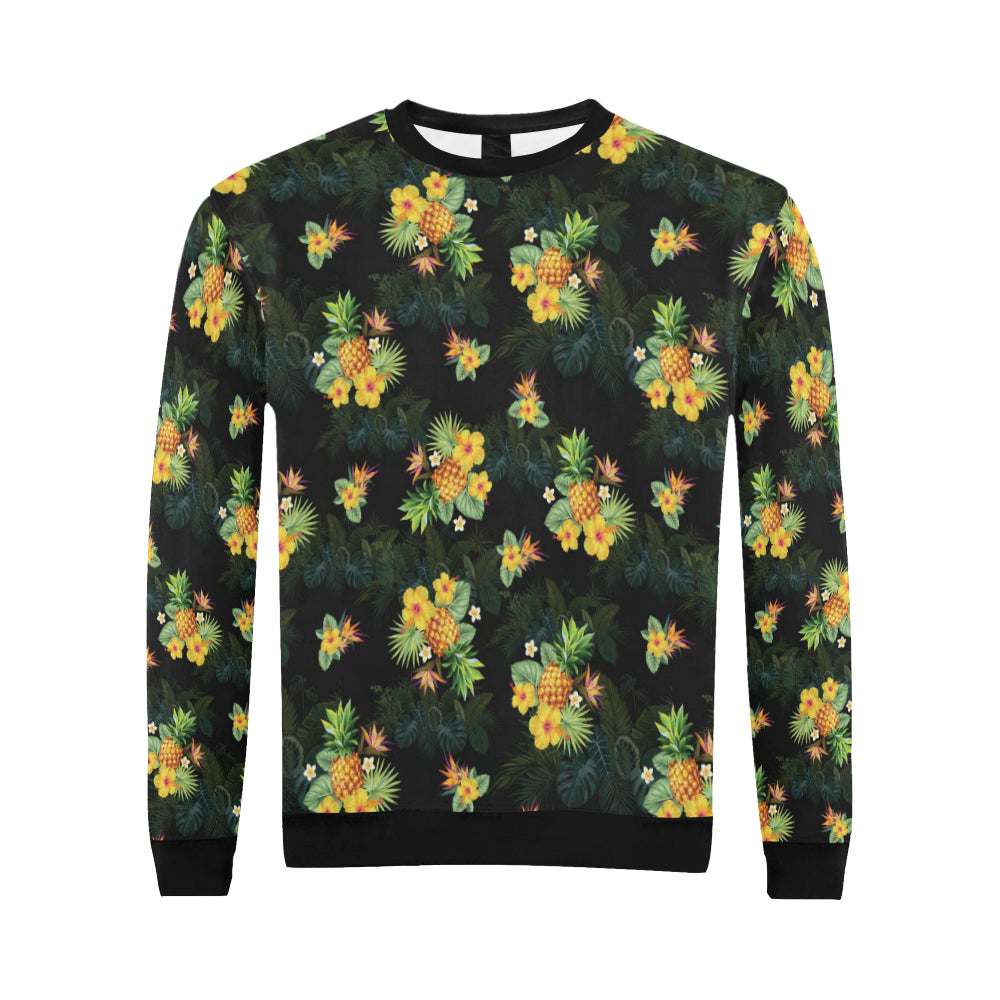 Pineapple Tropical Flower Print Pattern Men Long Sleeve Sweatshirt