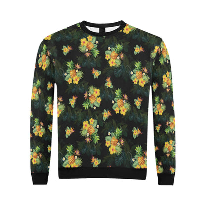Pineapple Tropical Flower Print Pattern Men Long Sleeve Sweatshirt