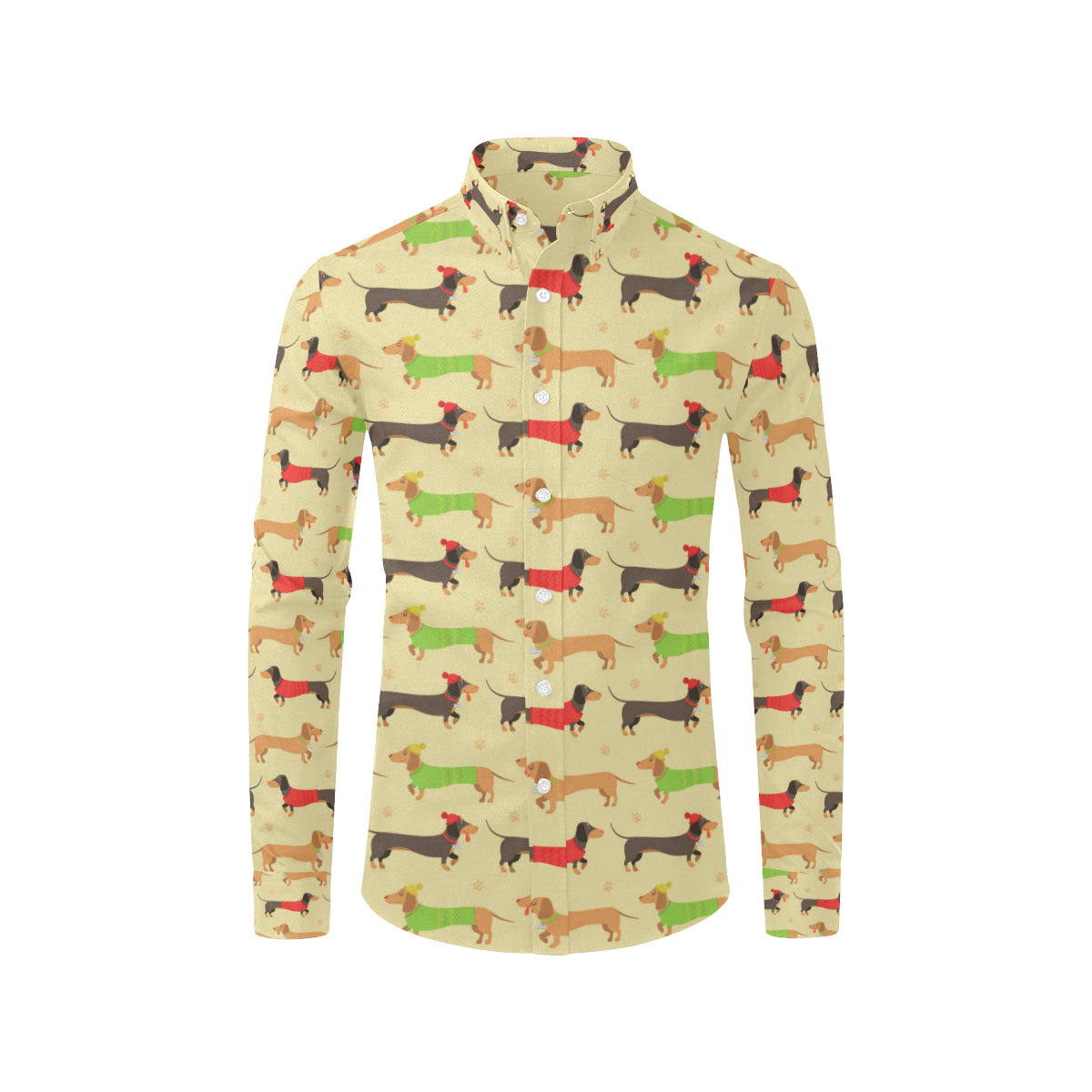 Dachshund Pattern Print Design 06 Men's Long Sleeve Shirt
