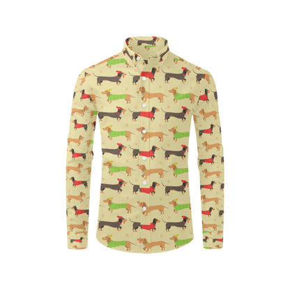 Dachshund Pattern Print Design 06 Men's Long Sleeve Shirt