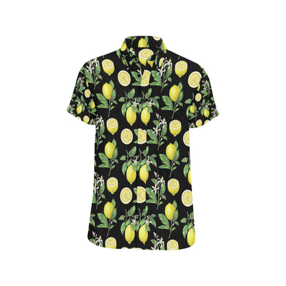 Lemon Pattern Print Design LM02 Men's Short Sleeve Button Up Shirt