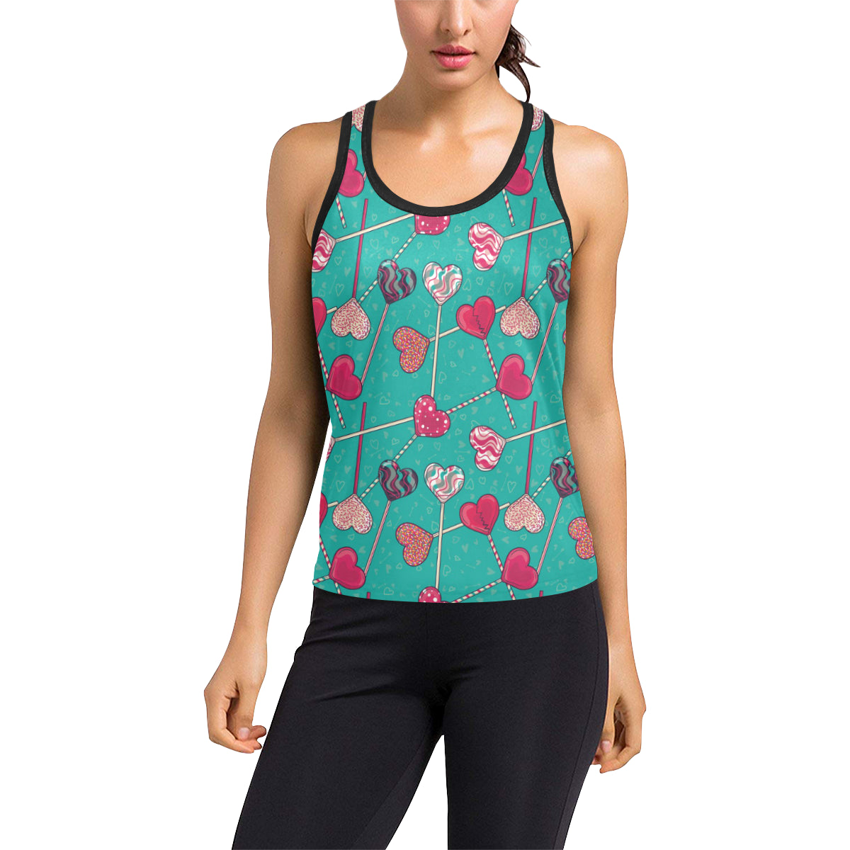 Lollipop Pattern Print Design LL01 Women's Racerback Tank Top
