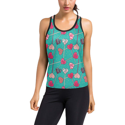 Lollipop Pattern Print Design LL01 Women's Racerback Tank Top