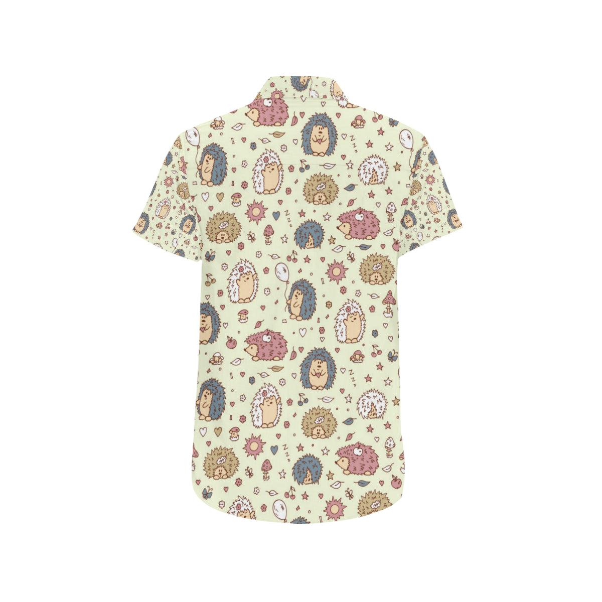 Hedgehog Cute Pattern Print Design 01 Men's Short Sleeve Button Up Shirt