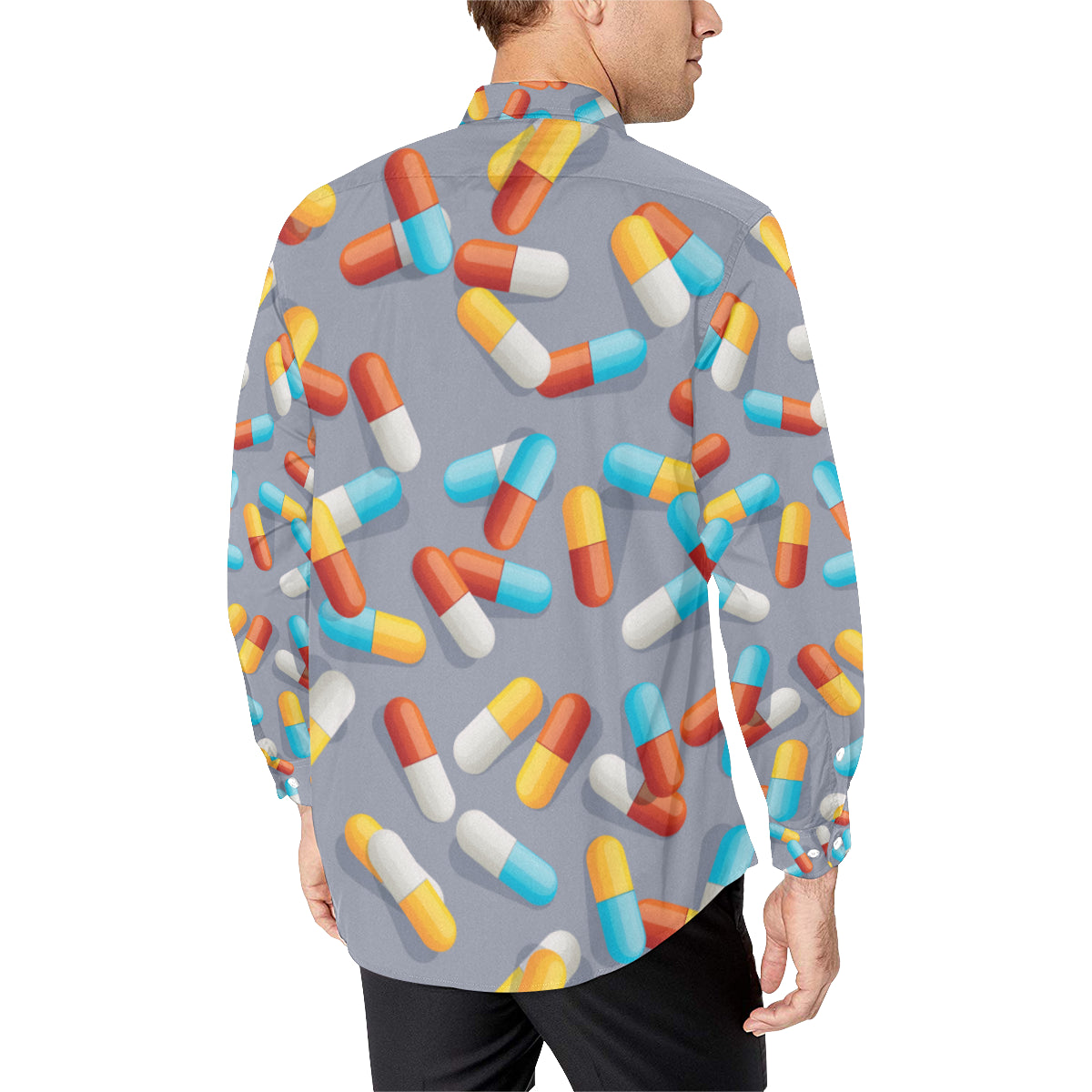 Pill Pattern Print Design A01 Men's Long Sleeve Shirt