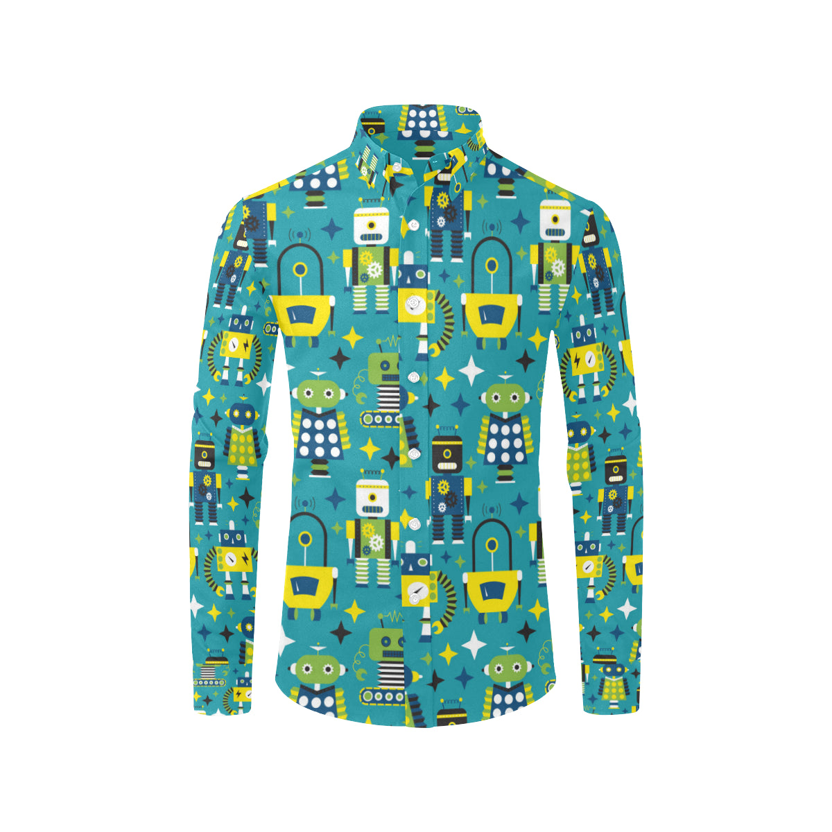 Robot Pattern Print Design A02 Men's Long Sleeve Shirt