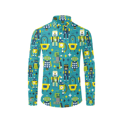 Robot Pattern Print Design A02 Men's Long Sleeve Shirt