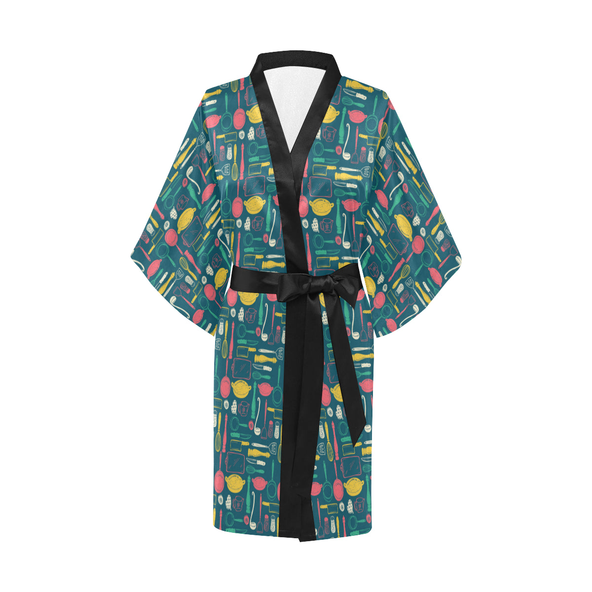 Cooking Kitchen Tools Pattern Print Design 01 Women's Short Kimono