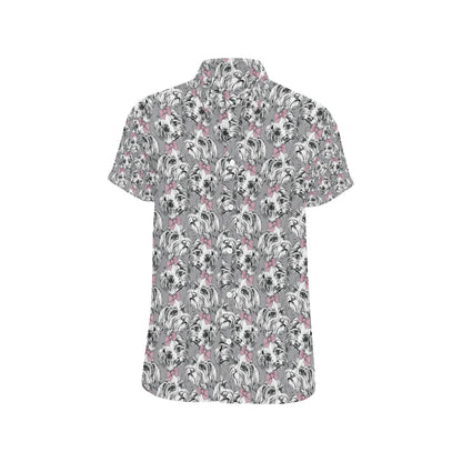Maltese Pattern Print Design 01 Men's Short Sleeve Button Up Shirt