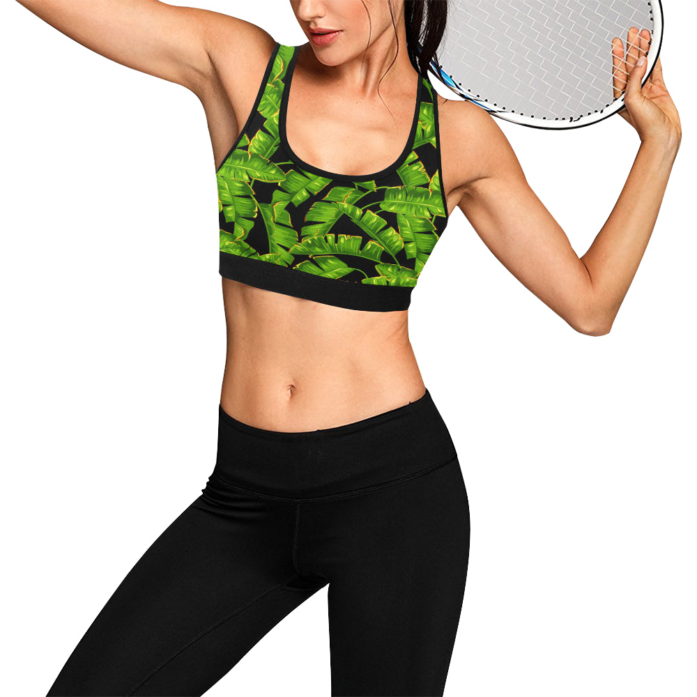 Banana Leaf Pattern Print Design BL06 Sports Bra
