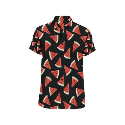 Watermelon Pattern Print Design WM01 Men's Short Sleeve Button Up Shirt