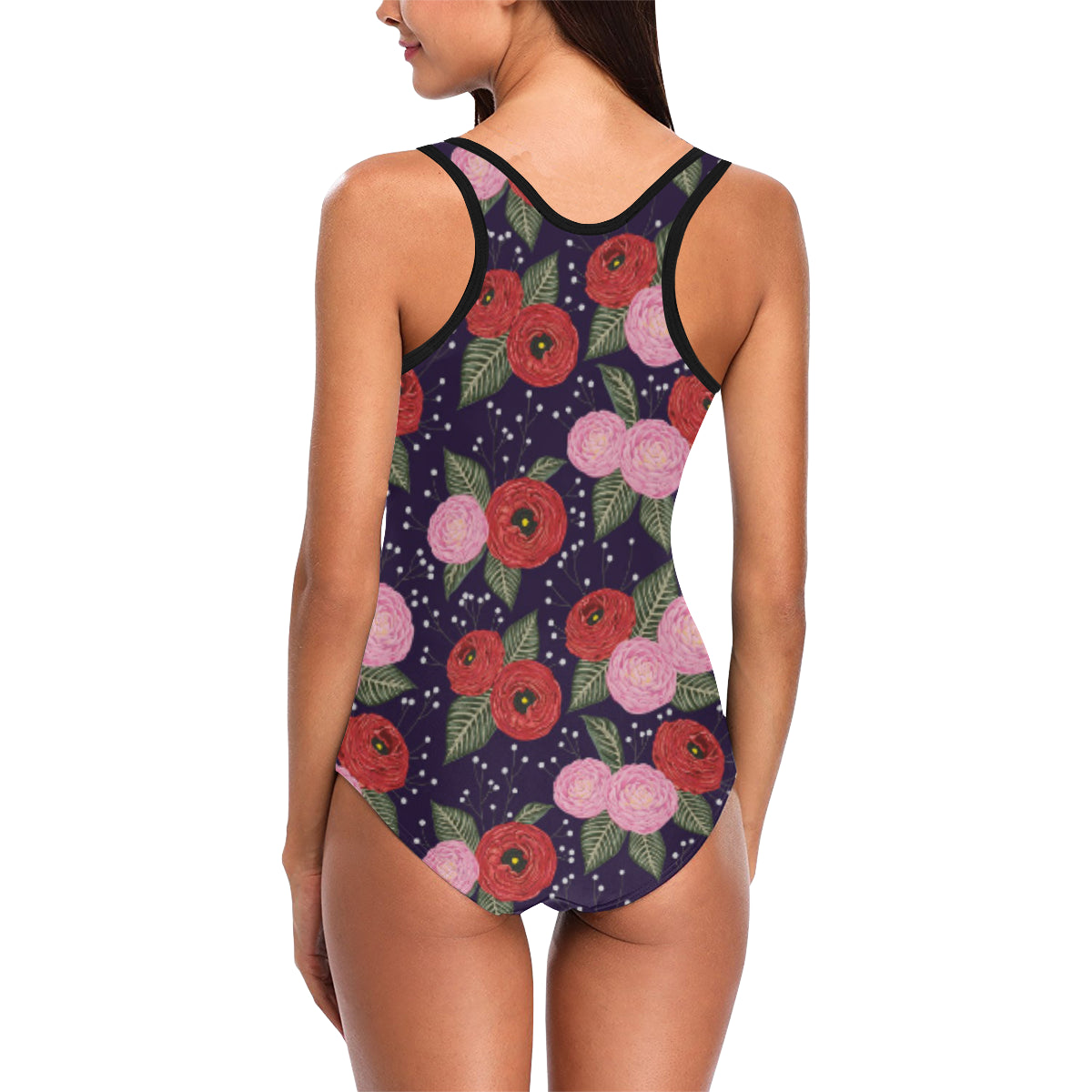 Camellia Pattern Print Design CM02 Women Swimsuit