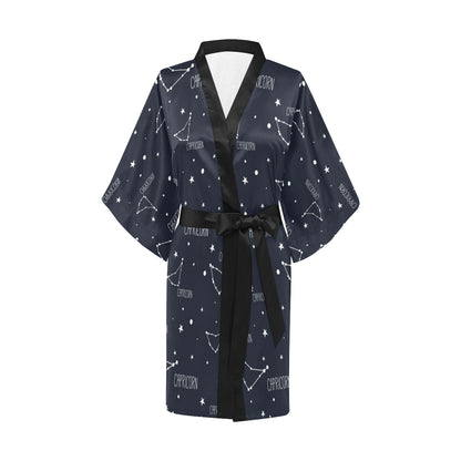 Capricorn Zodiac Pattern Print Design 01 Women's Short Kimono