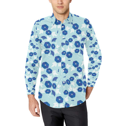 Morning Glory Pattern Print Design MG07 Men's Long Sleeve Shirt