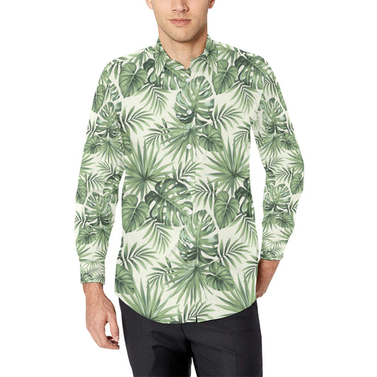 Palm Leaf Pattern Print Design A02 Men's Long Sleeve Shirt
