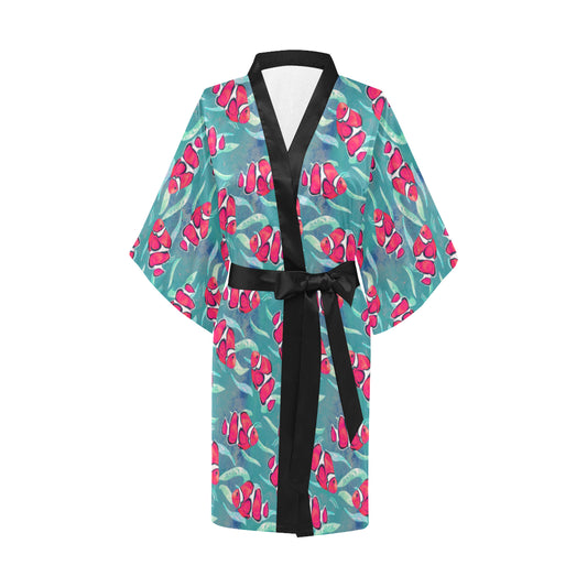 Clownfish Pattern Print Design 02 Women's Short Kimono