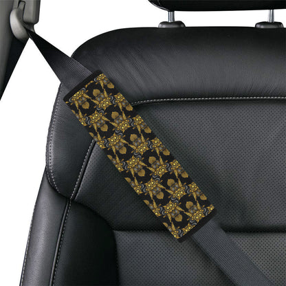 Steampunk Gold Owl Design Themed Print Car Seat Belt Cover