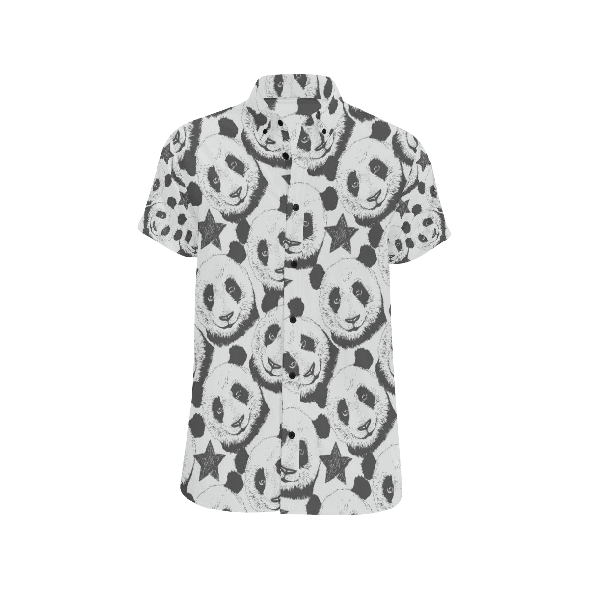 Panda Pattern Print Design A02 Men's Short Sleeve Button Up Shirt