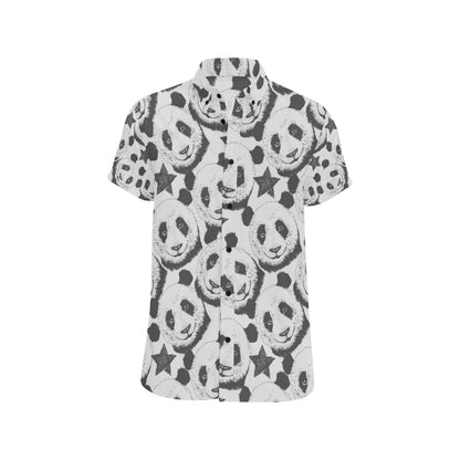 Panda Pattern Print Design A02 Men's Short Sleeve Button Up Shirt