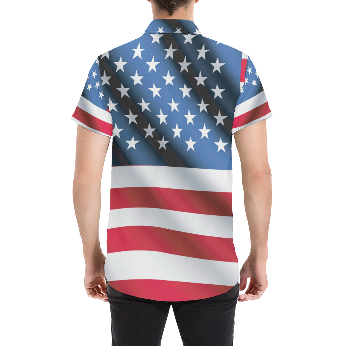 American flag Classic Men's Short Sleeve Button Up Shirt
