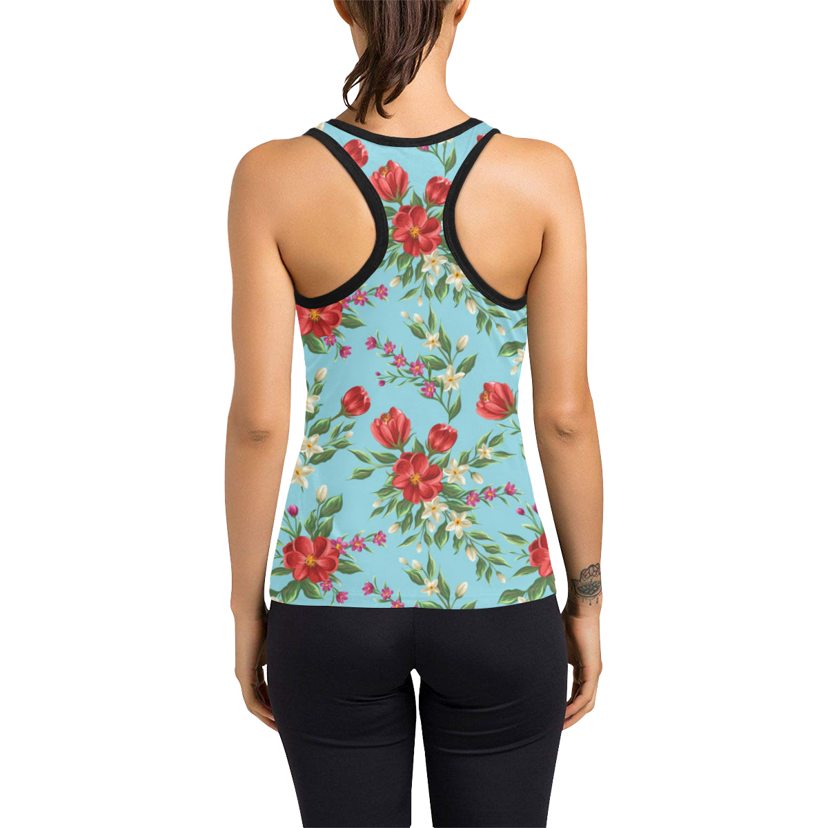 Summer Floral Pattern Print Design SF011 Women's Racerback Tank Top