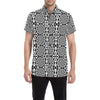 Yin Yang Spiral Design Print Men's Short Sleeve Button Up Shirt