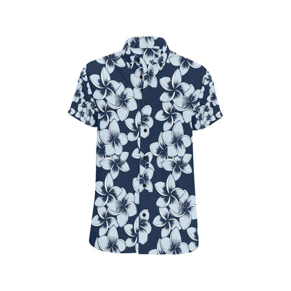 Plumeria Pattern Print Design A02 Men's Short Sleeve Button Up Shirt