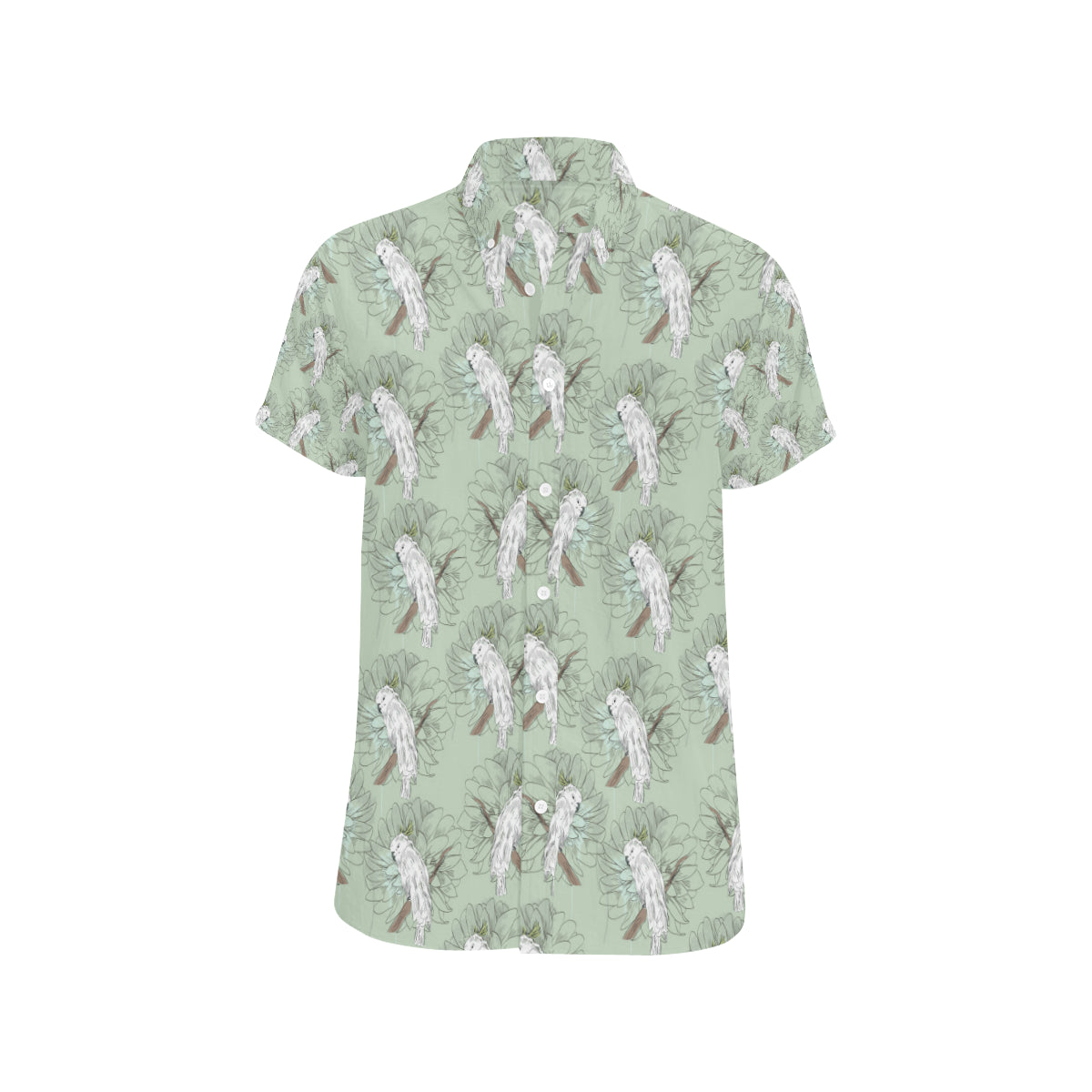 Cockatiel Pattern Print Design 01 Men's Short Sleeve Button Up Shirt
