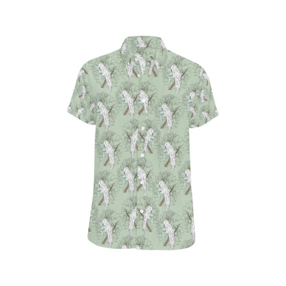 Cockatiel Pattern Print Design 01 Men's Short Sleeve Button Up Shirt