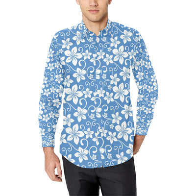 Hibiscus Pattern Print Design HB09 Men's Long Sleeve Shirt