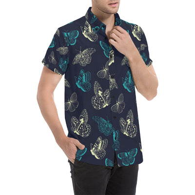 Monarch Butterfly Pattern Print Design 01 Men's Short Sleeve Button Up Shirt